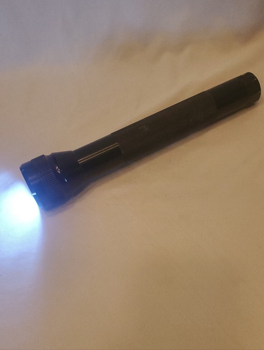 MagLite Style Vtg Black Metal LED Flashlight 12" Long 3-D Cell Batteries Works